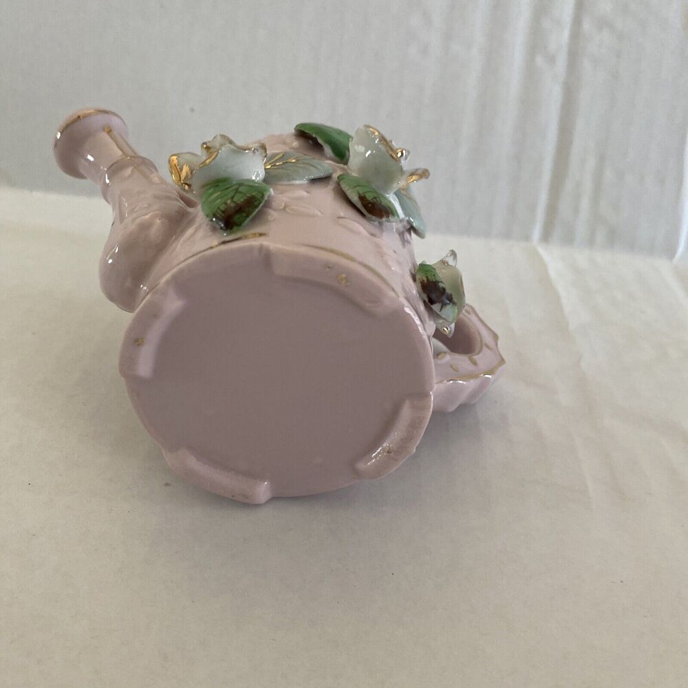5” China Glass Watering Can, Pink‎ Floral, Miniature Vase, Trinket Bowel - Picture 6 of 6